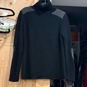 Vintage 525 Wool Ribbed Turtleneck Sweater with Elbow and Shoulder Patches